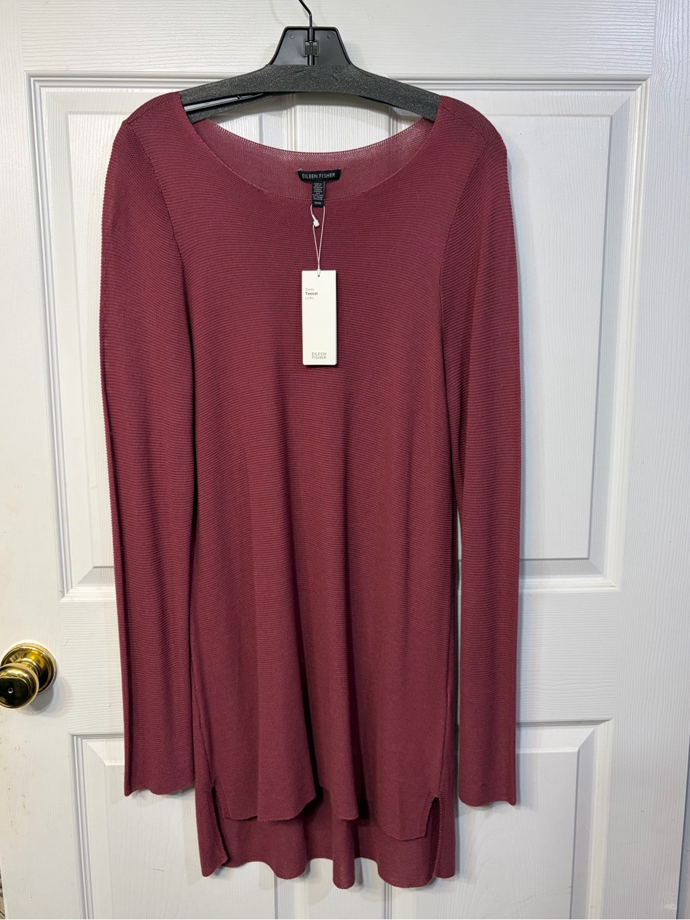 NWT Eileen Fisher Sleek Tencel Links Ballet Neck Sweater Size Medium